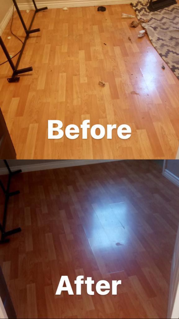 Laminate floor before and after cleaning